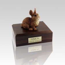 Brown & White Small Rabbit Cremation Urn
